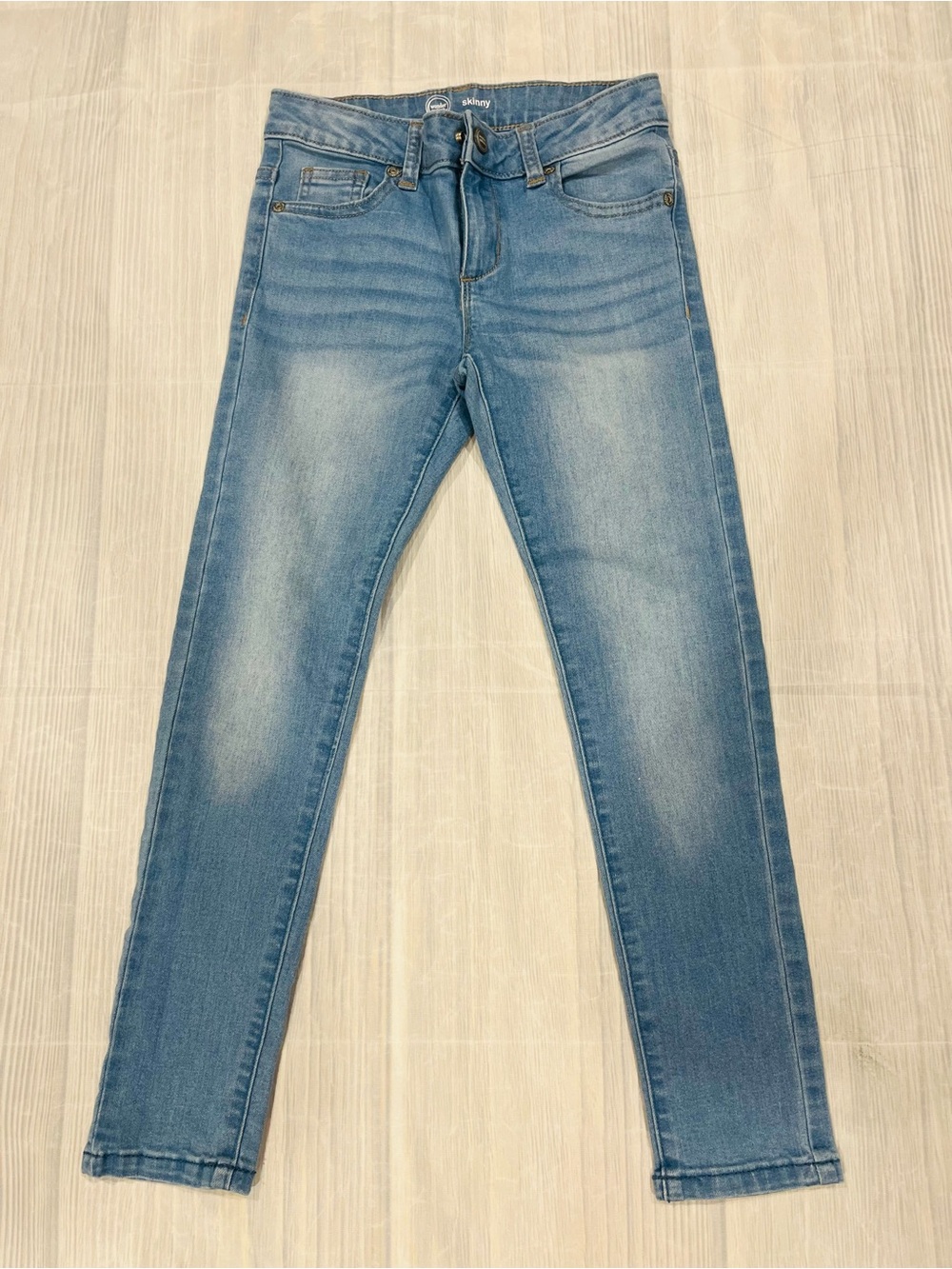 Girls Skinny Light Blue Faded Jeans Classic Stretch Denim Sz7